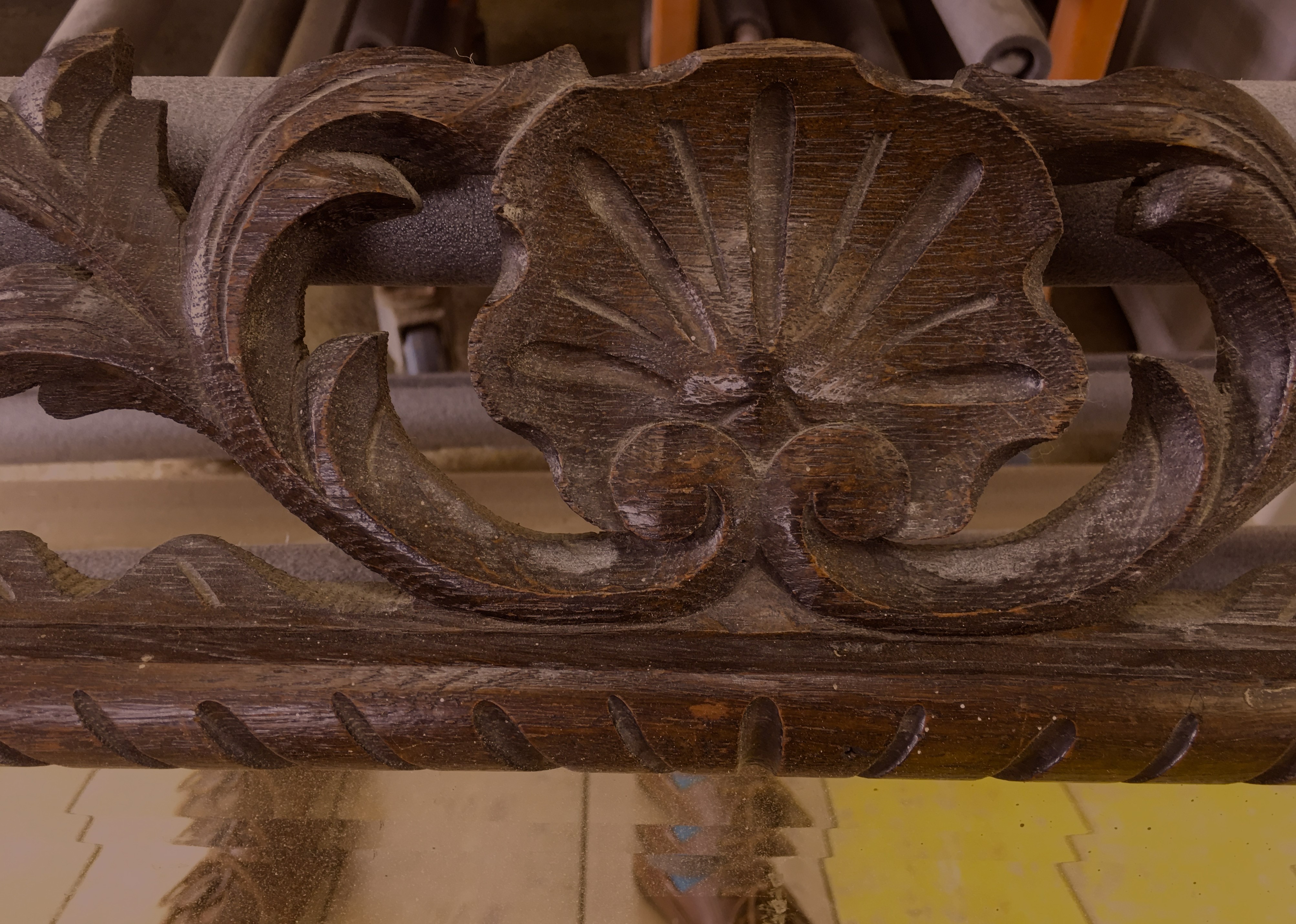 A Victorian rectangular carved oak bevelled glass mirror, width 88cm, height 70cm